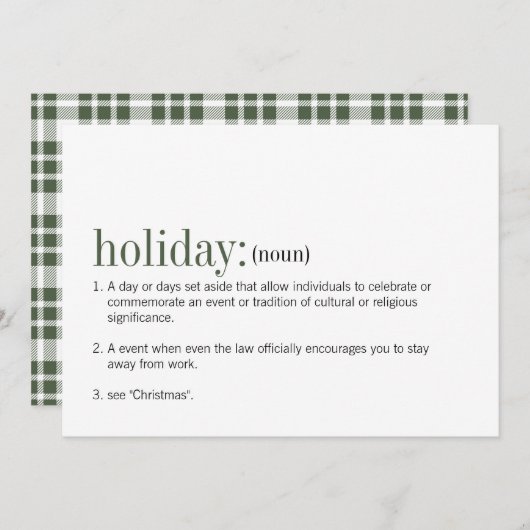 Christmas Holiday Définition Carte de vacances (Devant / Derrière)
