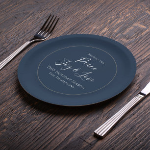 Christmas Holiday Elegant Peace Joy Love Simple Papieren Bordje