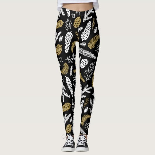CHRISTMAS HOLIDAY FLORAL CUSTOM MONOGRAM LEGGINGS (Voorkant)