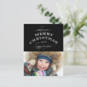 CHRISTMAS HOLIDAY FOTO-BRIEFKAART | ZWARTE FEESTDAGENKAART (Staand voorkant)