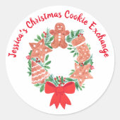 Christmas Holiday Gingerbread Cookie Exchange Ronde Sticker (Voorkant)