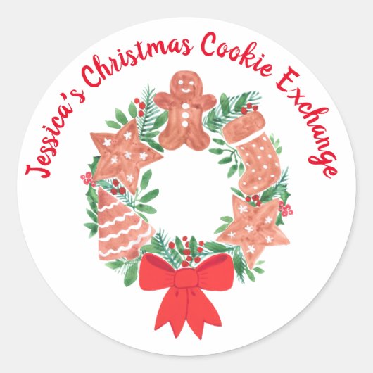 Christmas Holiday Gingerbread Cookie Exchange  Ronde Sticker (Voorkant)