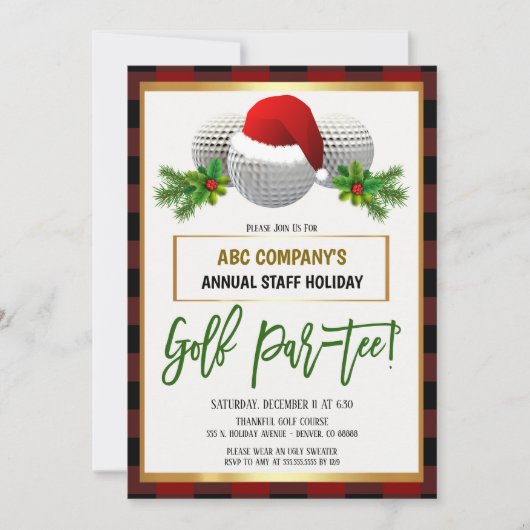 Christmas Holiday Golf Party Invitation (Devant)
