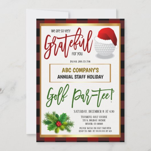 Christmas Holiday Golf Party Invitation (Devant)