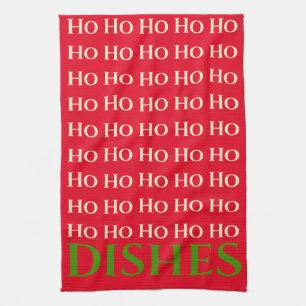 CHRISTMAS HOLIDAY HO HO HO DISH RED KITCHEN TOWEL THEEDOEK