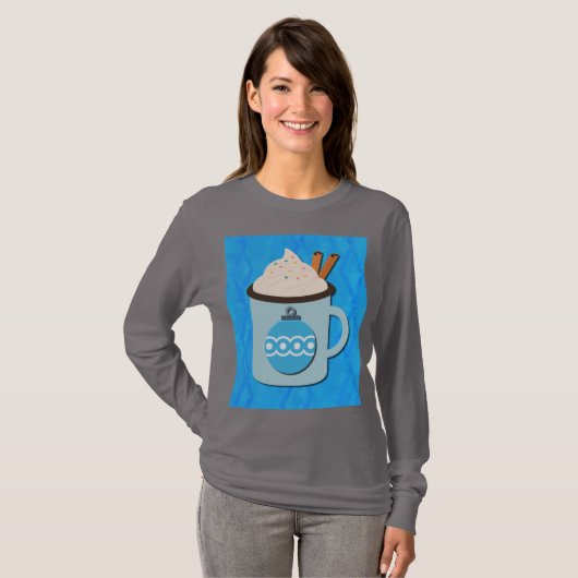 Christmas Holiday Hot Chocolate Art on T-Shrit T-shirt (Voorkant volledig)