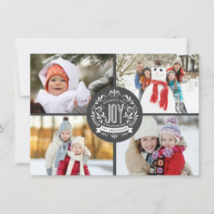 CHRISTMAS HOLIDAY JOY CHALK ART 4-FOTO GREETING FEESTDAGENKAART