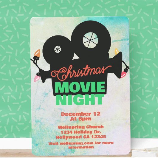 Christmas Holiday Movie Night Evénement Invitation