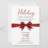 Christmas Holiday Open House Red Bow  Kaart (Voorkant)