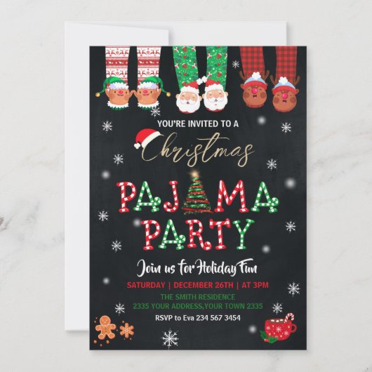 Christmas Holiday Pajama Party Invitation (Devant)