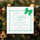 Christmas Holiday Party Whimsical Green Bow Kaart