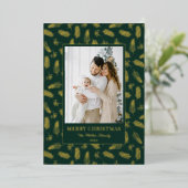 Christmas Holiday Pine Branches Elegant Folie Feestdagenkaart (Staand Voorkant)