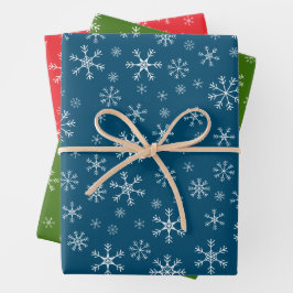 Christmas Holiday Snowflakes Red Green Blue White Inpakpapier Vel