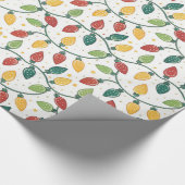 Christmas Holiday String Lights Pattern Cadeaupapier (Hoek)