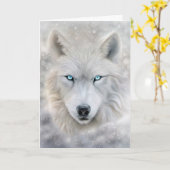 Christmas Holiday Wolf with Blue Eyes Kaart (Gele Bloem)