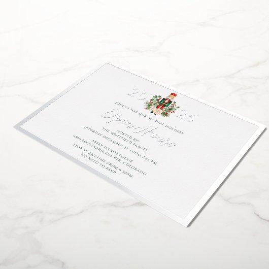 Christmas Holidays Open House Party Folie Uitnodiging (Gedraaid)