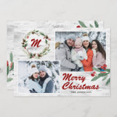 Christmas Holly 2 PHOTOS Collage Bark Carte de vac (Devant / Derrière)
