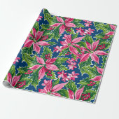 Christmas Holly And Flower Patterned  Cadeaupapier (Uitgerold)