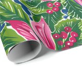 Christmas Holly And Flower Patterned  Cadeaupapier (Rol Hoek)
