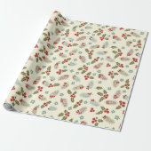 Christmas Holly Berries & Pine Seamless Pattern Cadeaupapier (Uitgerold)