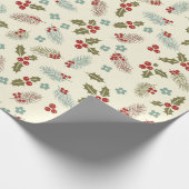 Christmas Holly Berries & Pine Seamless Pattern Cadeaupapier (Hoek)