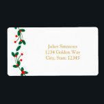 Christmas Holly Berry Elegant Étiquette de adresse<br><div class="desc">Noël Holly Berry Étiquette de adresse élégant. Correspondance d'articles dans mon magasin.Contactez-moi pour une commande personnalisée.</div>