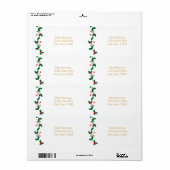 Christmas Holly Berry Elegant Étiquette de adresse (Feuille entière)