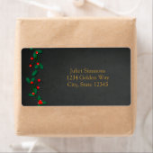 Christmas Holly Berry Étiquette de adresse de tabl (En situation)