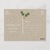 Christmas Holly Berry Holiday Kraft Carte postale (Dos)