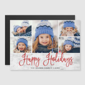 Christmas Holly Berry Rustique 5 PHOTO Carte magné (Devant / Derrière)