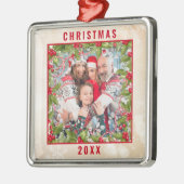 Christmas Holly Branch Foto Pewter Ornament (Links)