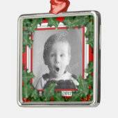 Christmas Holly, Cadre photo, Ornement de ruban ro (Gauche)