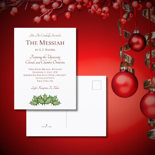 Christmas Holly Classique Music Concert Invitation