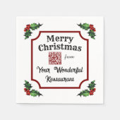 Christmas Holly Custom QR Code Restaurant (50) Servet (Voorkant)