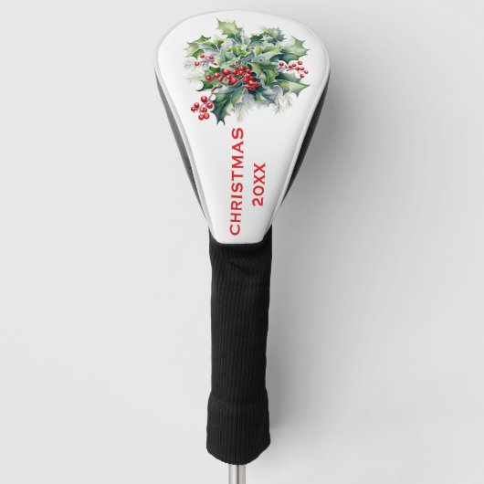 Christmas Holly Golf Head Hoesje Golfheadcover (Voorkant)