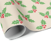 Christmas Holly Holiday Gift Cadeaupapier (Rol Hoek)