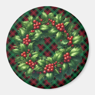 Christmas Holly Krans Magneet