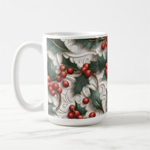 Christmas Holly Motif ornemental Big Coffee Mug