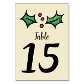 Christmas Holly Numéro de table du Mariage (Dos)