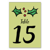 Christmas Holly Numéro de table du Mariage (Dos)