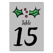 Christmas Holly Numéro de table du Mariage (Dos)