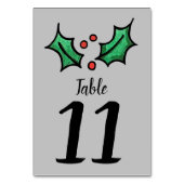 Christmas Holly Numéro de table du Mariage (Dos)
