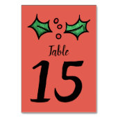 Christmas Holly Numéro de table du Mariage (Dos)