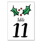 Christmas Holly Numéro de table du Mariage (Dos)