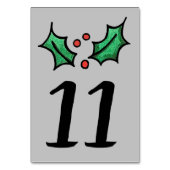 Christmas Holly Numéro de table du Mariage (Dos)
