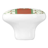 Christmas Holly Pattern Green Holly Red Berries Keramische Knop (Zijkant)