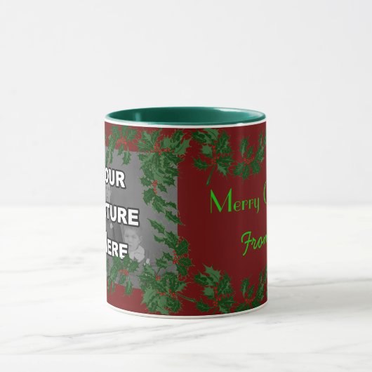 Christmas Holly Photo Mug (Centre)