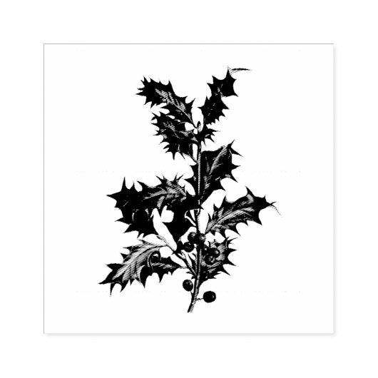  "CHRISTMAS HOLLY" WOOD ART STAMP 	RUBBERSTEMPEL (Afrduk)