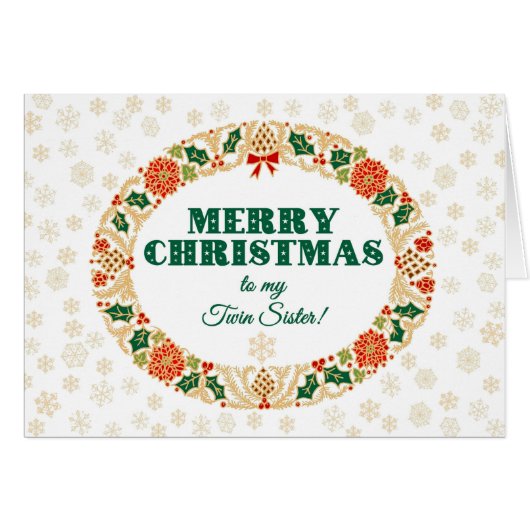 Christmas Holly Wreath, pour Twin Sister Snowflake (Devant horizontal)