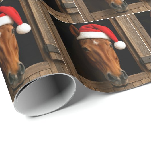 Christmas Horse In Stable Window Cadeaupapier (Rol Hoek)